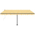 Miniatyrbillede 4 af 11: Markise m. LED + vindsensor 450x300 cm automatisk gul og hvid - Foldbar Markise - Foldbare Markiser - Home & Living