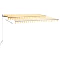 Miniatyrbillede 6 af 11: Markise m. LED + vindsensor 450x300 cm automatisk gul og hvid - Foldbar Markise - Foldbare Markiser - Home & Living