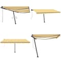 Miniatyrbillede 1 af 11: Markise m. LED + vindsensor 450x300 cm automatisk gul og hvid - Foldbar Markise - Foldbare Markiser - Home & Living