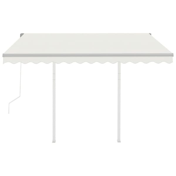 Markise med stolper 3x2,5 m automatisk betjening cremefarvet - Foldemarkise - Foldemarkiser - Home & Living