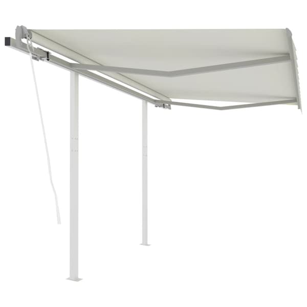 Markise med stolper 3x2,5 m automatisk betjening cremefarvet - Foldemarkise - Foldemarkiser - Home & Living