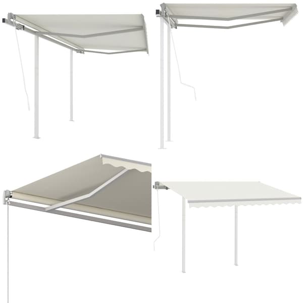 Markise med stolper 3x2,5 m automatisk betjening cremefarvet - Foldemarkise - Foldemarkiser - Home & Living