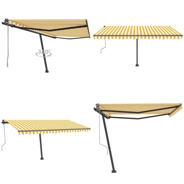 Fristående markis automatisk 400x350 cm gul/vit - Markis - Markiser - Home & Living