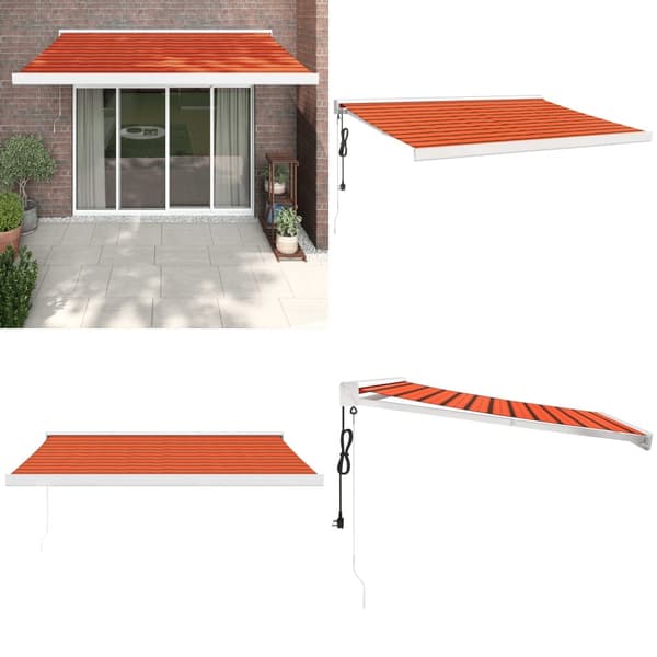 Markis infällbar orange och brun 3x2,5 m tyg&aluminium - Infällbar Markis - Infällbara Markiser - Home & Living