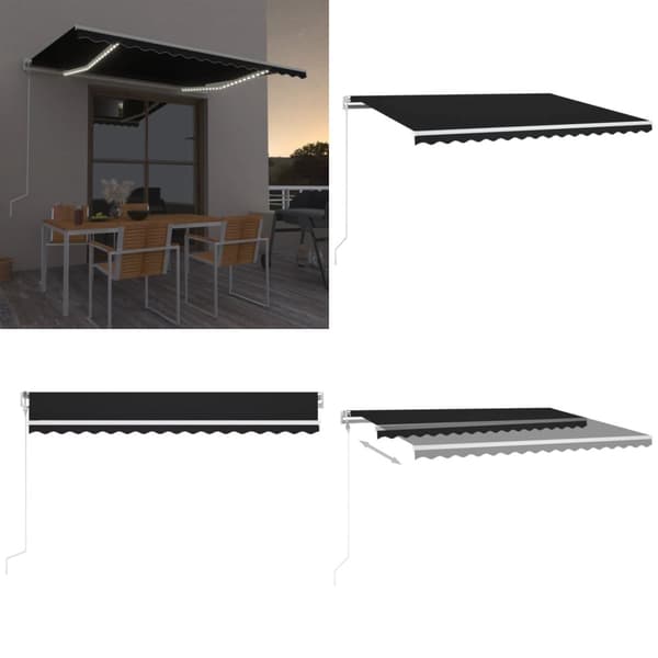 Automatisk markis med vindsensor & LED 450x300 cm antracit - Markis - Markiser - Home & Living