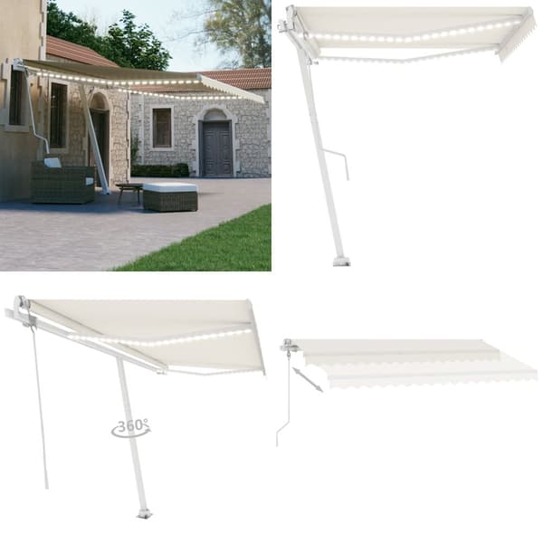 Sisäänkelattava markiisi LED ja tuulisensori 450x300cm kerma - Sisäänkelattava Markiisi - Sisäänkelattavat Markiisit - Home & Living