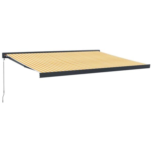 Markis infällbar gul och vit 4x3 m tyg&aluminium - Infällbar Markis - Infällbara Markiser - Home & Living
