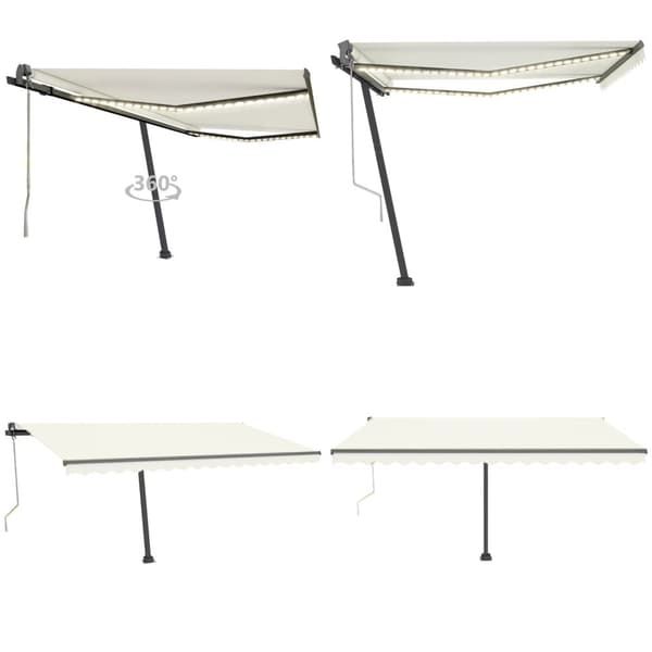 Sisäänkelattava markiisi LED/tuulisensori 400x300cm kerma - Sisäänkelattava Markiisi - Sisäänkelattavat Markiisit - Home & Living