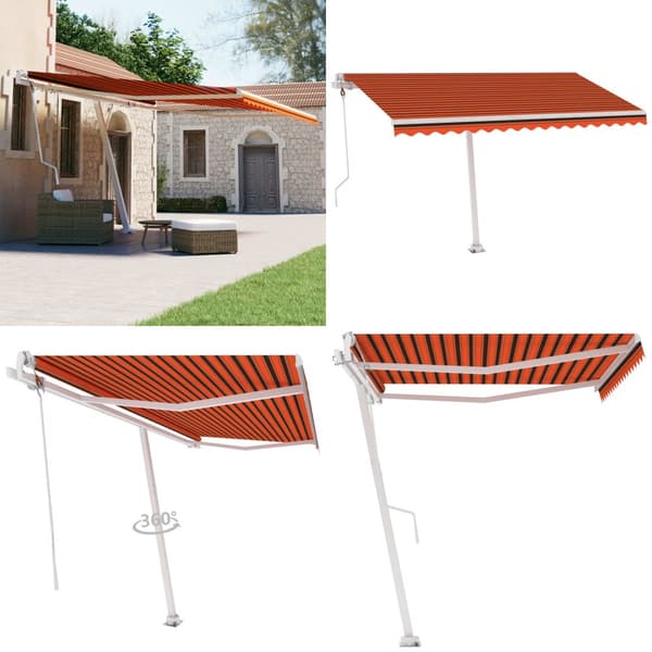 Fristående markis automatisk 450x300 cm orange/brun - Markis - Markiser - Home & Living