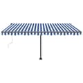 Miniatyrbillede 4 af 11: Markise m. LED + vindsensor 450x300 cm automatisk blå og hvid - Foldbar Markise - Foldbare Markiser - Home & Living