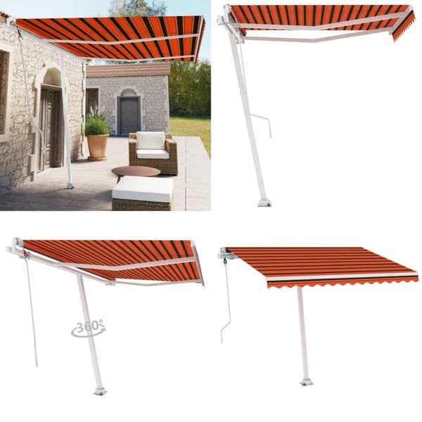 Fristående markis automatiskt infällbar 350x250 cm orange/brun - Markis - Markiser - Home & Living