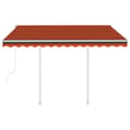 Miniatyrbild 5 av 11: Markis med stolpar automatisk infällbar 3,5x2,5 m orange/brun - Markis - Markiser - Home & Living