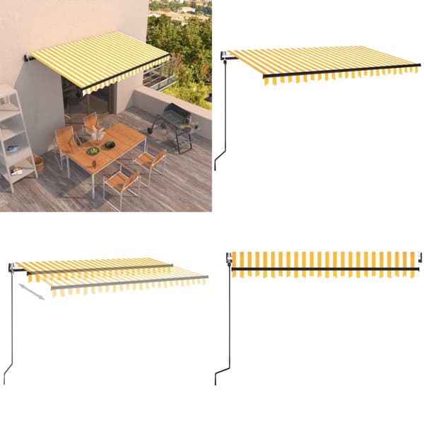 Automaattisesti sisäänkelattava markiisi 450x350 cm keltavalk. - Sisäänkelattava Markiisi - Sisäänkelattavat Markiisit - Home & Living