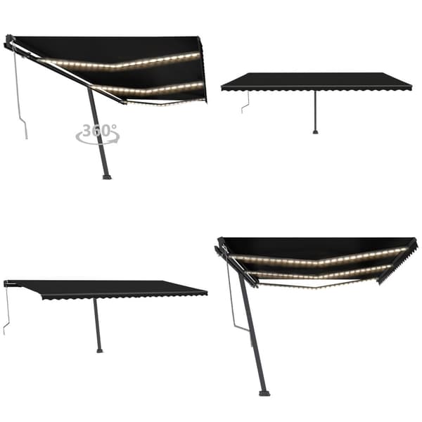 Sisäänkelattava markiisi LED/tuulisensori 600x300cm antrasiitti - Sisäänkelattava Markiisi - Sisäänkelattavat Markiisit - Home & Living