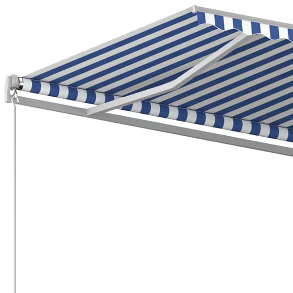 Markis med stolpar automatiskt infällbar 4,5x3 m blå och vit - Markis - Markiser - Home & Living