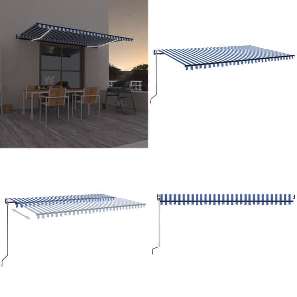 Sisäänkelattava markiisi LED/tuulisensori 500x300 cm sinivalk. - Sisäänkelattava Markiisi - Sisäänkelattavat Markiisit - Home & Living