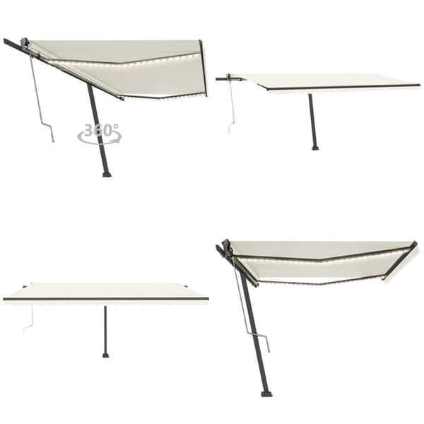 Automatisk markis med vindsensor & LED 500x300 cm gräddvit - Markis - Markiser - Home & Living