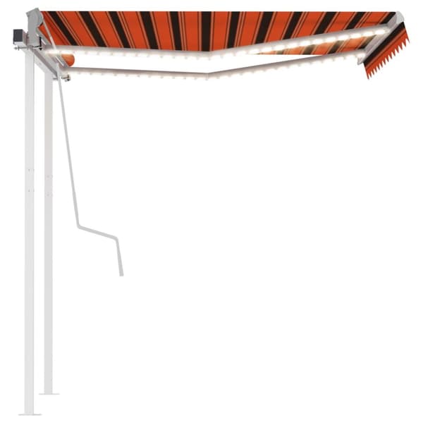 Markis manuellt infällbar med LED 3x2,5 m orange och brun - Solskydd - Solskärm - Home & Living
