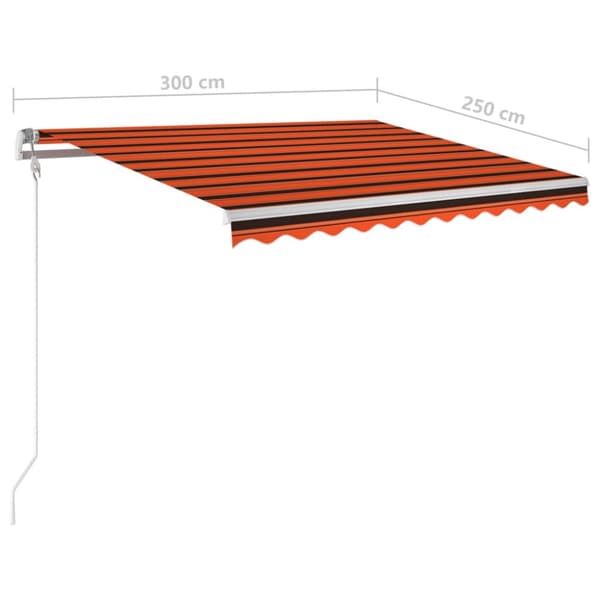Markis manuellt infällbar med LED 3x2,5 m orange och brun - Solskydd - Solskärm - Home & Living
