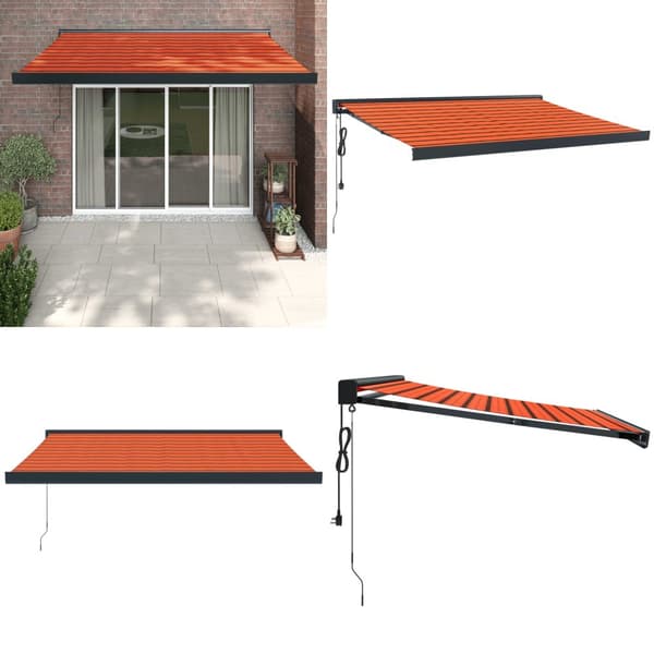 Markis infällbar orange och brun 3,5x2,5 m tyg&aluminium - Infällbar Markis - Infällbara Markiser - Home & Living