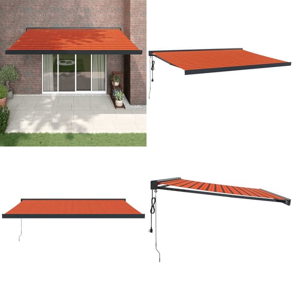 Markis infällbar orange och brun 4x3 m tyg&aluminium - Infällbar Markis - Infällbara Markiser - Home & Living