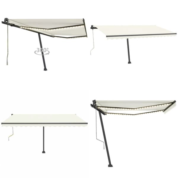 Sisäänkelattava markiisi LED/tuulisensori 450x350 cm kerma - Sisäänkelattava Markiisi - Sisäänkelattavat Markiisit - Home & Living