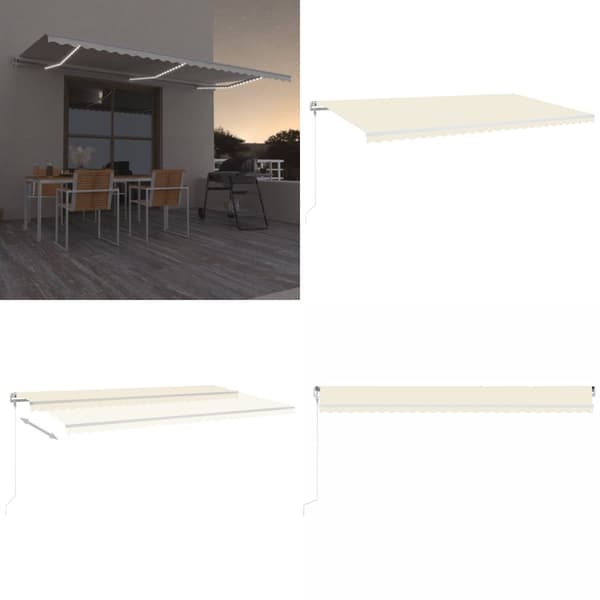 Automatisk markis med vindsensor & LED 600x350 cm gräddvit - Markis - Markiser - Home & Living