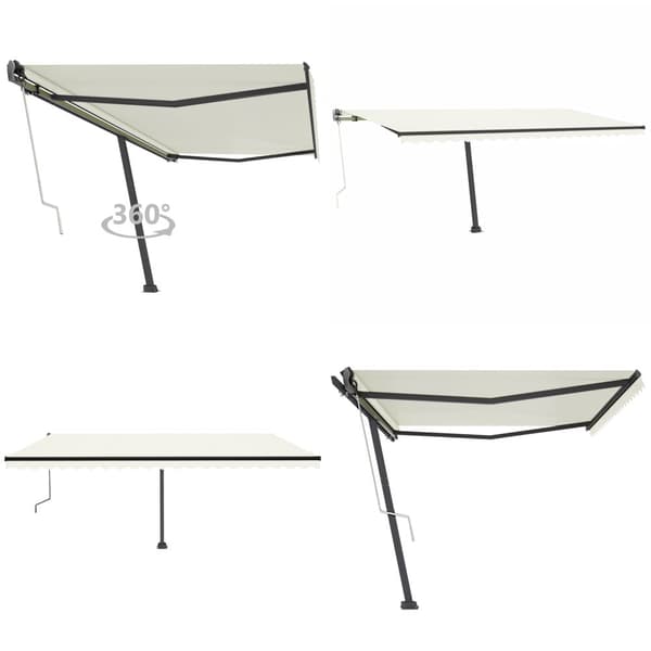 Fritstående markise 500x350 cm automatisk betjening cremefarvet - Foldbar Markise - Foldbare Markiser - Home & Living