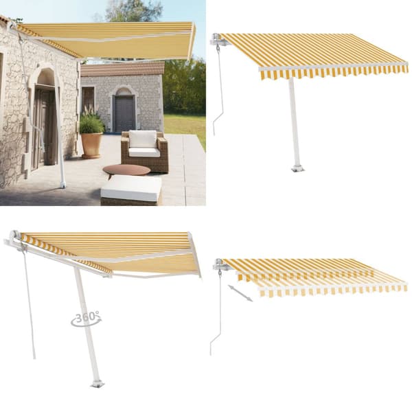 Vapaasti seisova sisäänkelattava markiisi 300x250 cm keltavalk. - Sisäänkelattava Markiisi - Sisäänkelattavat Markiisit - Home & Living