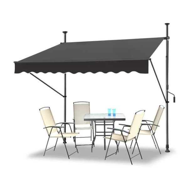 YUENFONG 250 x 120 cm Balkonggardin med vev - Sekretessskärm - Manuellt infällbar - UV-beständig, antracit