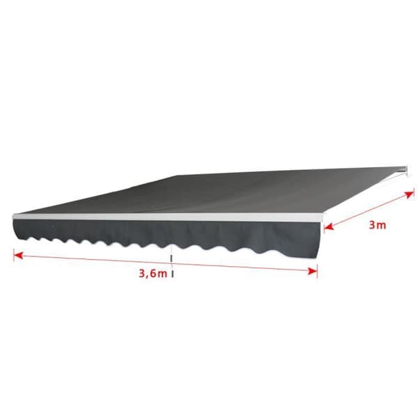YUENFONG Balkongmarkis Manuell infällbar markis med vev UV-beständig, 360 x 300 cm, mörkgrå