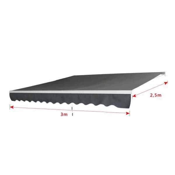 YUENFONG Balkongmarkis Manuell infällbar markis med vev UV-beständig, aluminium, 300 x 250 cm, mörkgrå