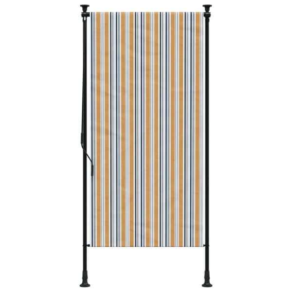 Rullgardin utomhus gul och vit 120x270 cm tyg&stål
