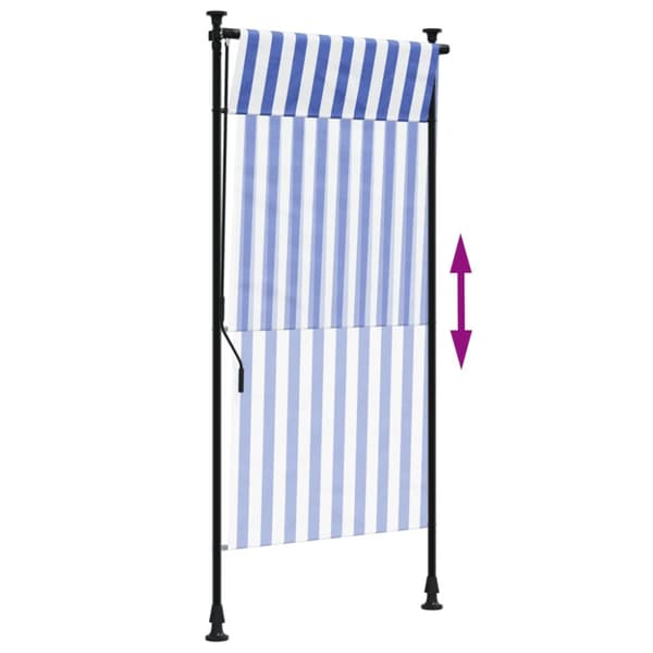 Rullgardin utomhus blå och vit 120x270 cm tyg&stål