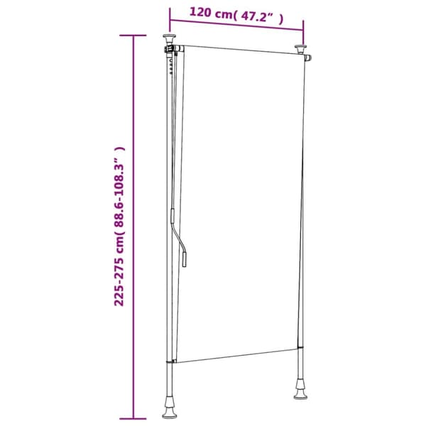Rullgardin utomhus blå och vit 120x270 cm tyg&stål