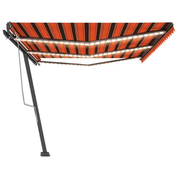 Markis manuellt infällbar med LED 600x300 cm orange och brun