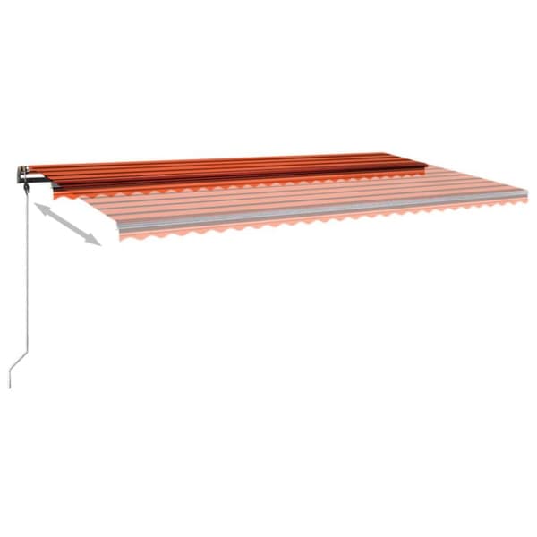 Markis manuellt infällbar med LED 600x300 cm orange och brun