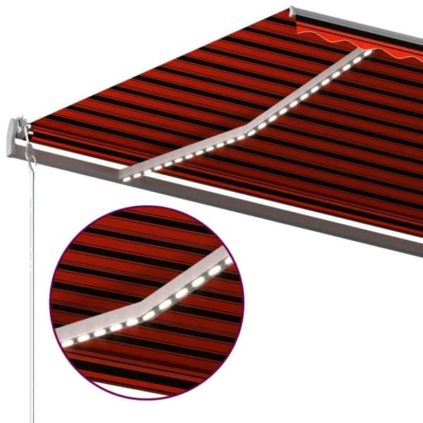Markis manuellt infällbar med LED 600x300 cm orange och brun