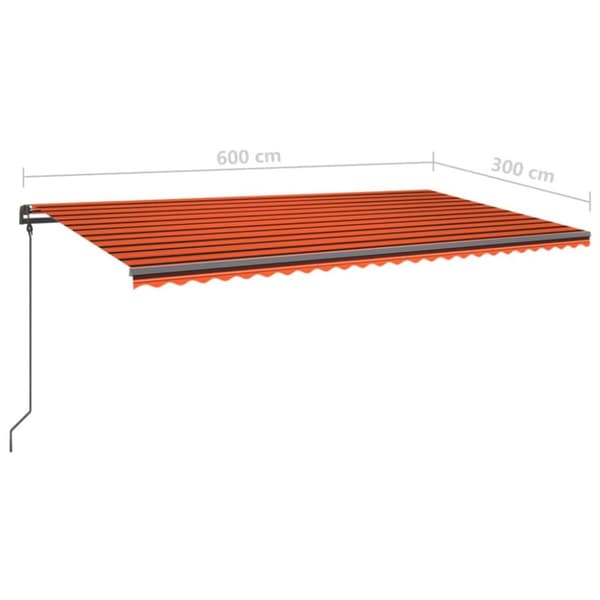 Sisäänkelattava markiisi LEDillä 6x3 m oranssiruskea