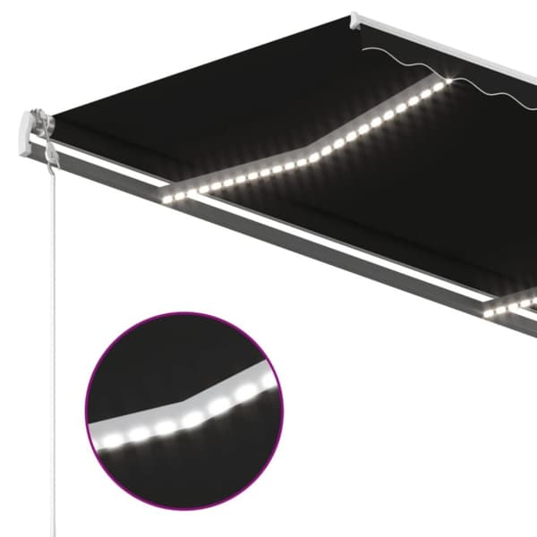 Automatisk markis med vindsensor & LED 400x350 cm antracit