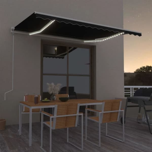 Automatisk markis med vindsensor & LED 400x350 cm antracit