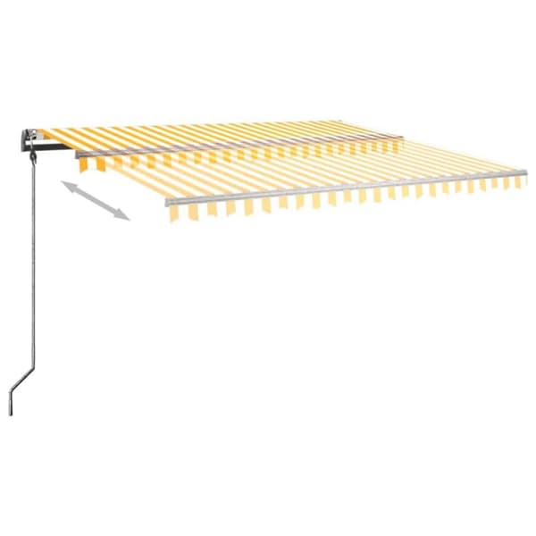 Vapaasti seisova sisäänkelattava markiisi 450x300 cm keltavalk.