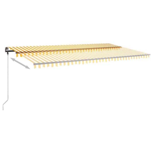 Käsin sisäänkelattava markiisi LEDillä 600x300cm keltavalkoinen