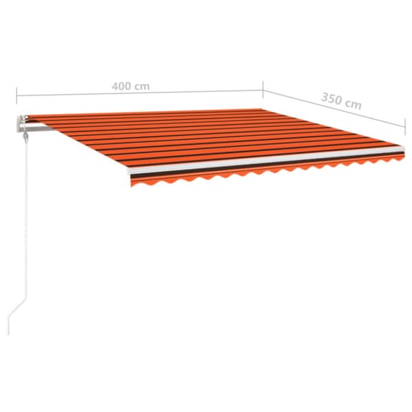 Automatisk markis med vindsensor & LED 400x350 cm orange/brun
