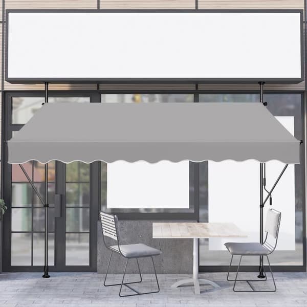 YUENFONG 300 x 120 cm Balkonggardin med vev - Sekretessskärm - Manuellt infällbar - UV-beständig, Grå