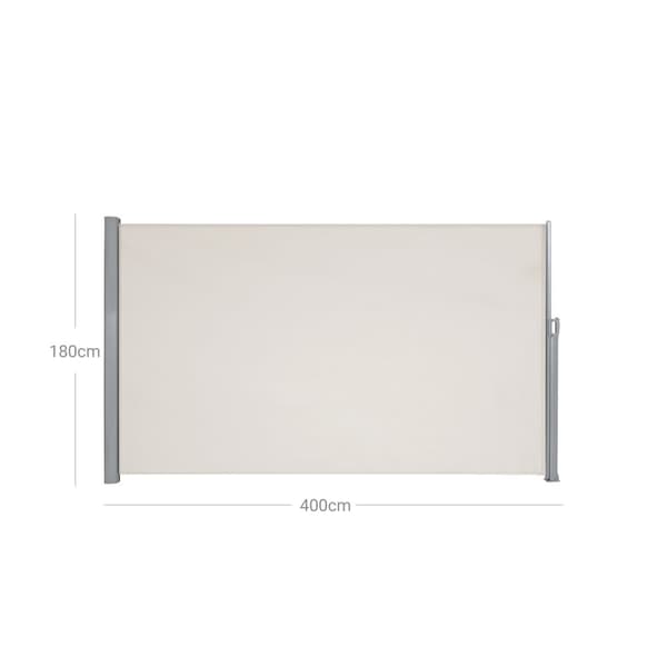 Rootz Sidemarkise til terrasser og altaner - Privatskærm - Solskærm - Aluminiumsramme - 180 cm x 400 cm - Indendørs og udendørs brug