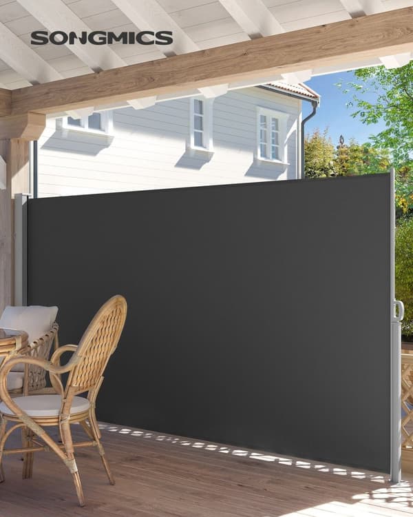 Rootz Sidefortelt - Solafskærmning - Udendørs baldakin - Pulverlakeret stål - Polyesterstof - UV-beskyttelse - Nem installation - 180cm x 400cm