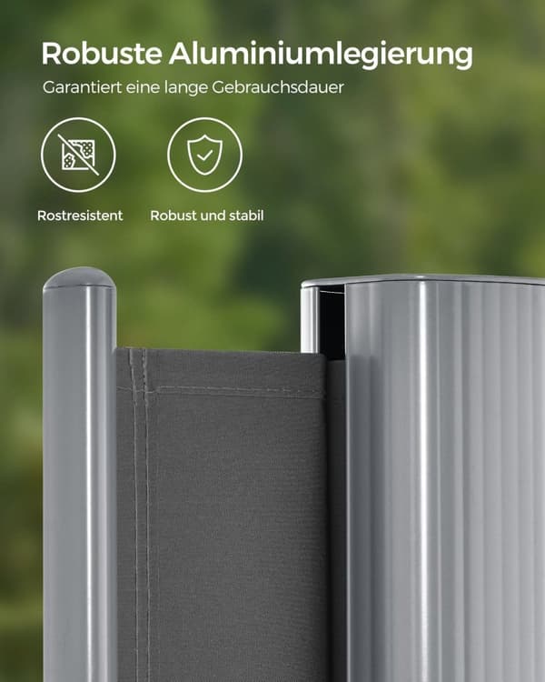 Rootz Privacy Protection Sidomarkis - Terrassskärm - Balkongskärm - Aluminiumlegering - UV-skydd - Inomhus utomhusbruk - 160cm x 400cm