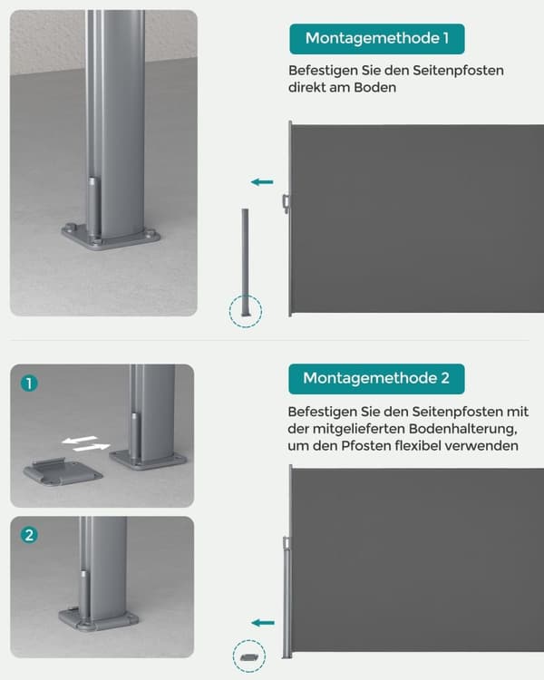 Rootz Privacy Protection Sidomarkis - Terrassskärm - Balkongskärm - Aluminiumlegering - UV-skydd - Inomhus utomhusbruk - 160cm x 400cm