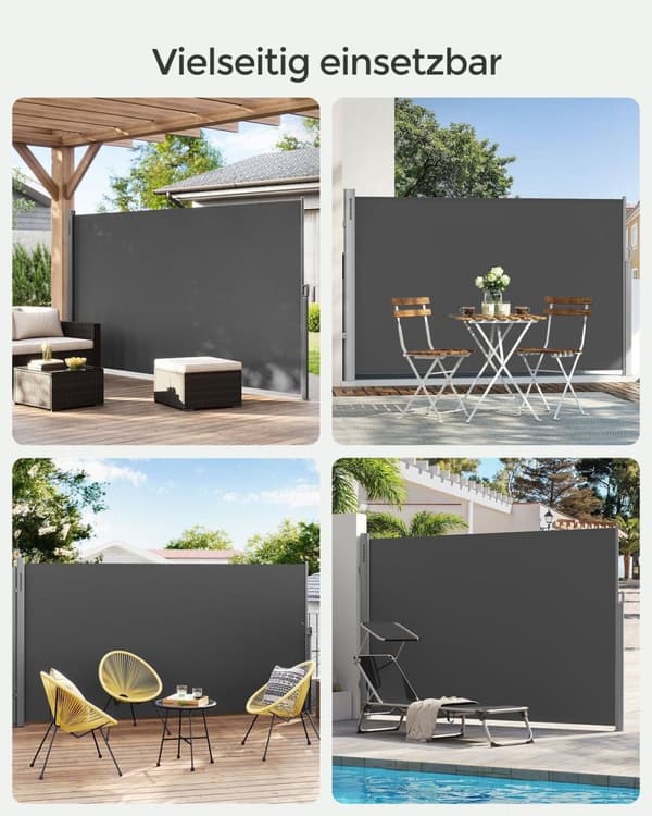 Rootz Privacy Protection Sidomarkis - Terrassskärm - Balkongskärm - Aluminiumlegering - UV-skydd - Inomhus utomhusbruk - 160cm x 400cm